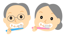 男女が歯を磨いているイラスト